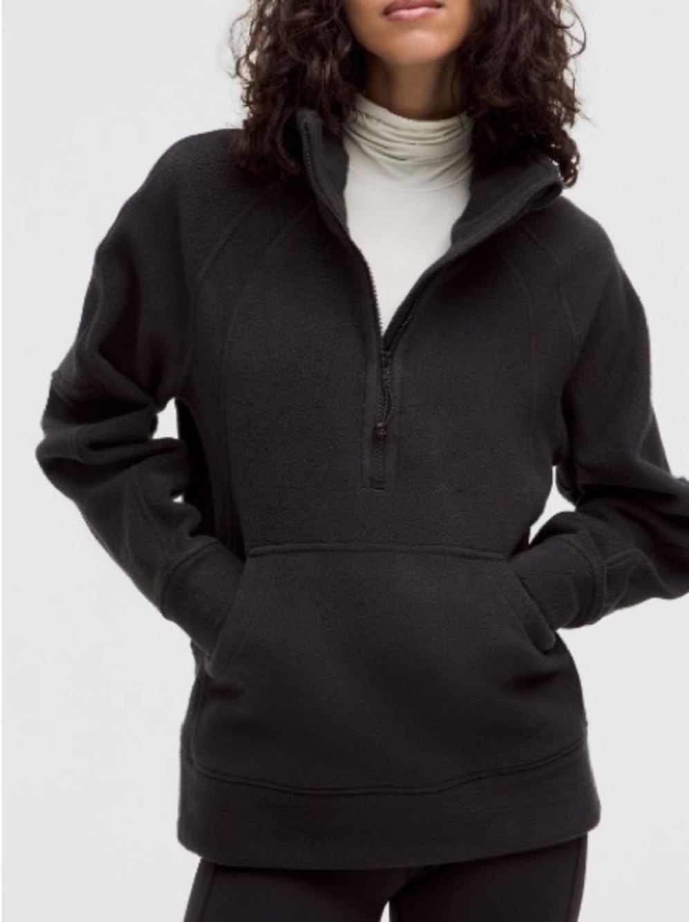 Lululemon Scuba Tumbled Fleece Funnel Neck Half-Zip Pullover Black